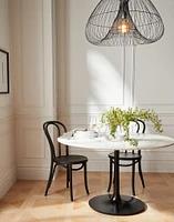 Nero 48" Round White Marble Dining Table with Matte Black Base