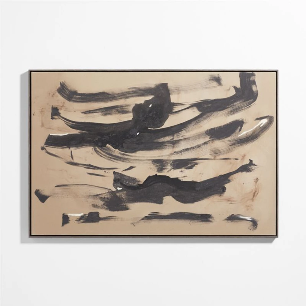 "Fast Pace" Framed Beige & Black Wall Art Print 61"x41" by Joe Turner