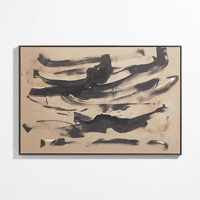 "Fast Pace" Framed Beige & Black Wall Art Print 61"x41" by Joe Turner