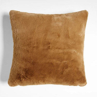 Brulee Brown Faux Fur 23"x23" Throw Pillow Cover