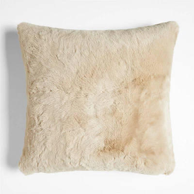 Ginger Beige Faux Fur 23x23 Throw Pillow Cover