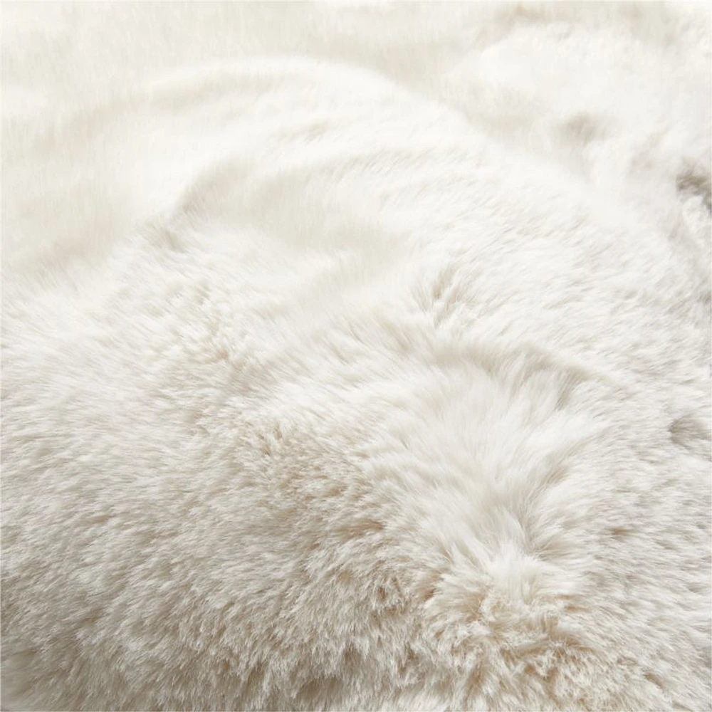 Ivory 23x23 Faux Fur Throw Pillow with Feather Insert