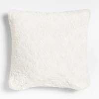 Ivory 23x23 Faux Fur Throw Pillow with Feather Insert