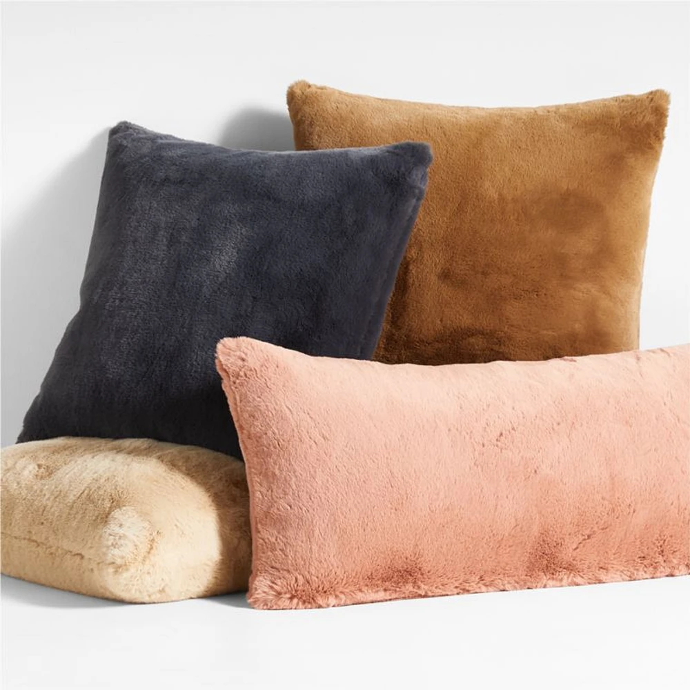 Terracotta Faux Fur 36"x16" Throw Pillow Cover