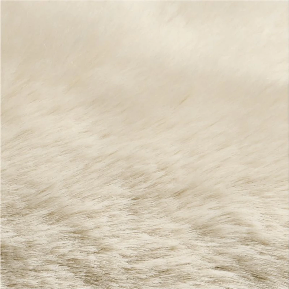 Travertine Beige Faux Fur 23x23 Throw Pillow Cover