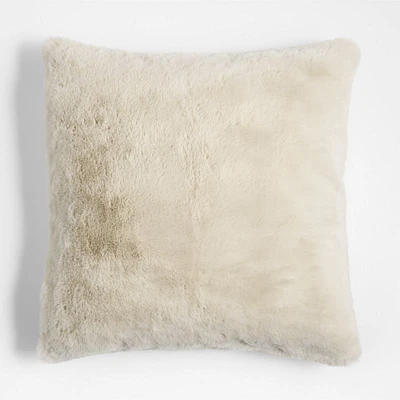 Travertine Beige Faux Fur 23x23 Throw Pillow Cover