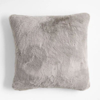Glacial Grey Faux Fur 23x23 Throw Pillow Cover