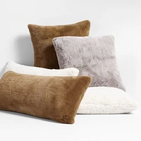 36"x16" Caramel Faux Fur Throw Pillow with Feather Insert