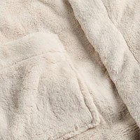 Small/Medium Plush Faux Fur Calm Beige Hooded Bath Robe