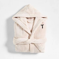 Small/Medium Plush Faux Fur Calm Beige Hooded Bath Robe