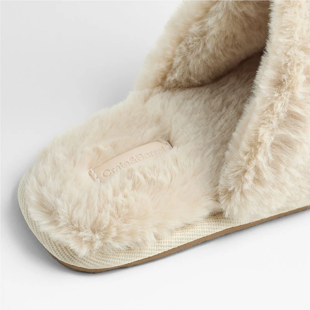 Faux Fur Calm Beige Slippers