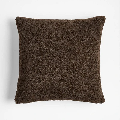 Faux Shearling 20x20 Deep Brown Throw Pillow Cover