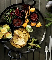Feast Round Hammered Iron Serving Platter with Handles