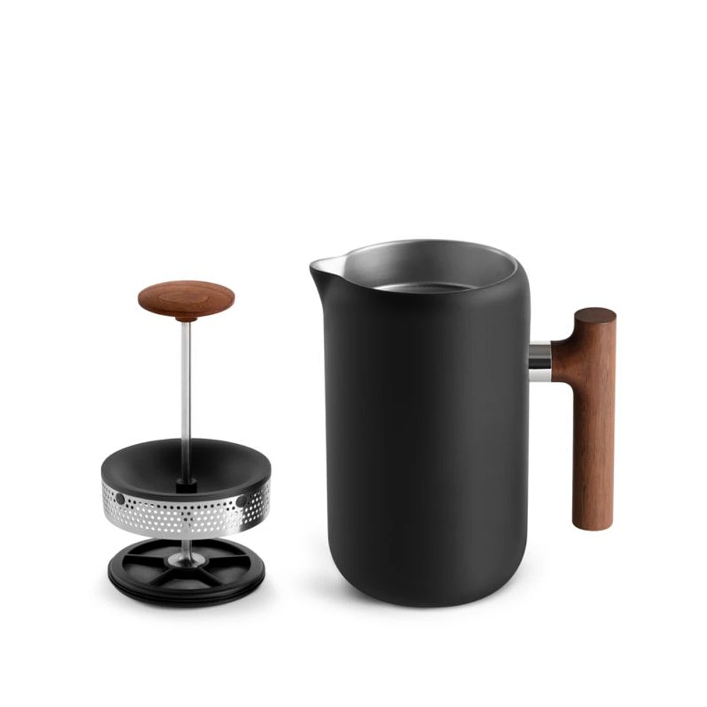 Fellow Clara French Press Matte Black with Walnut Accents