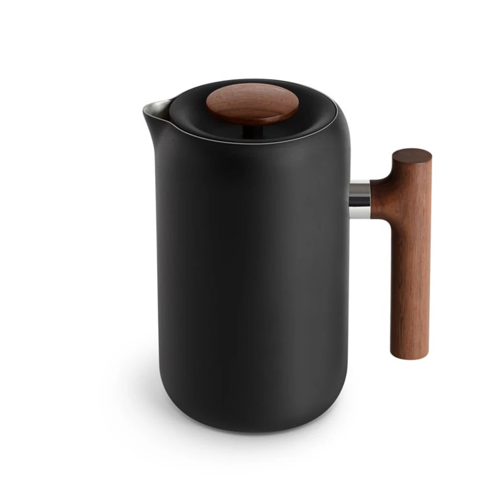 Fellow Clara French Press Matte Black with Walnut Accents