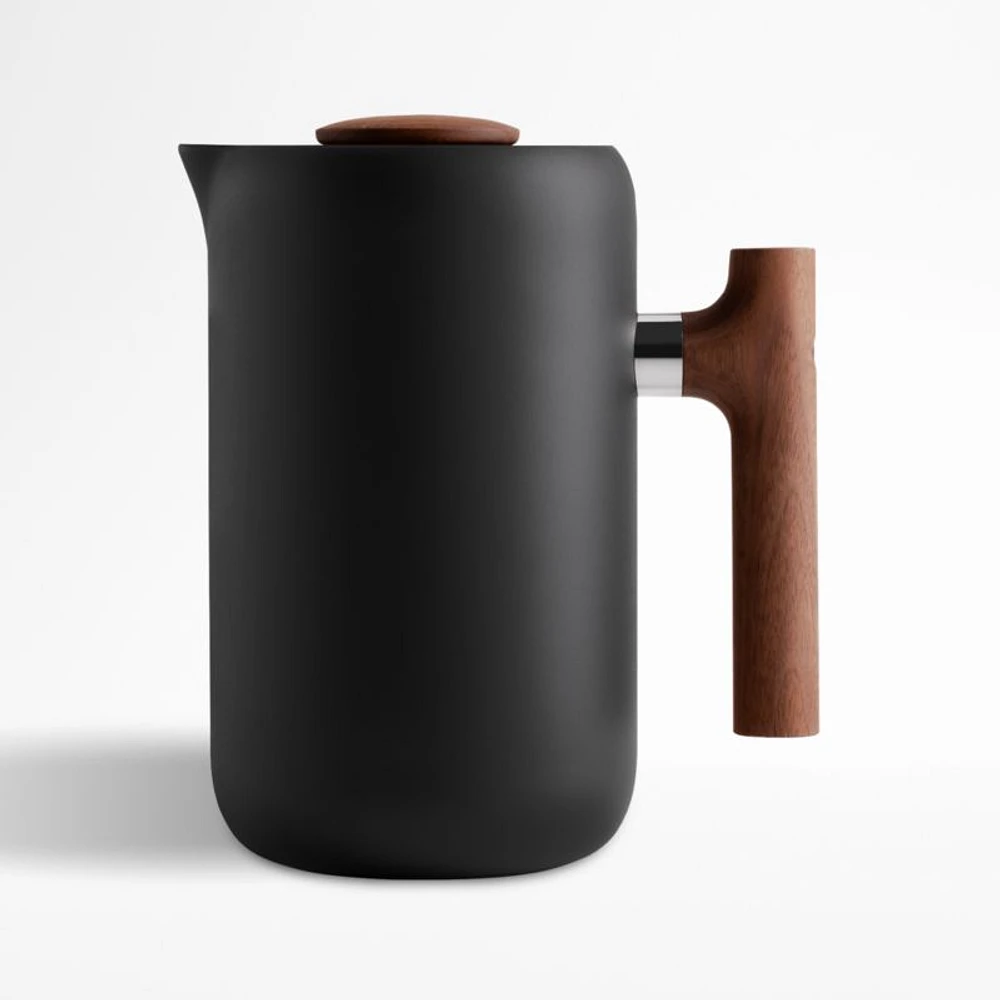 Fellow Clara French Press Matte Black with Walnut Accents