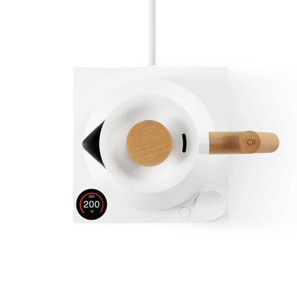 Fellow Corvo EKG Pro Electric Tea Kettle in Matte White with Maple Accents