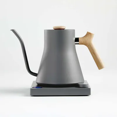 Fellow Stagg EKG Matte Grey Electric Pour-Over Tea Kettle with Maple Handle