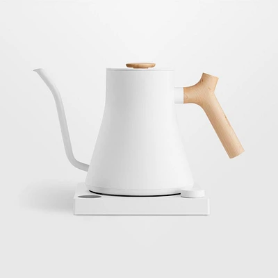 Fellow Stagg EKG Pro Electric Tea Kettle in Matte White with Maple Accents