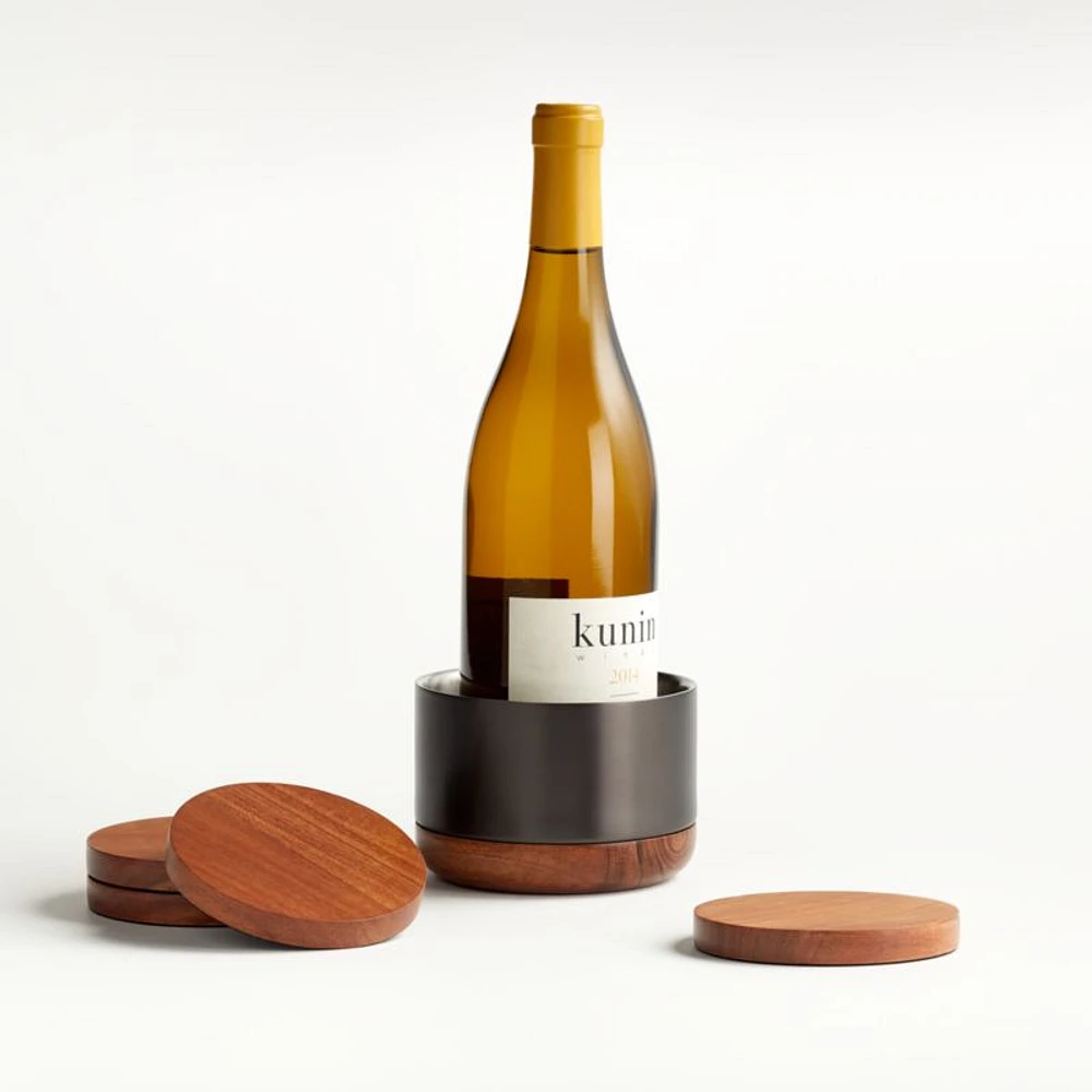 Fenton Graphite and Wood Wine Coaster Set