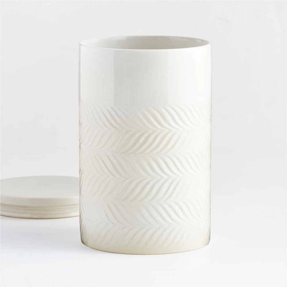 Fern 5 Lb Extra-Large White Ceramic Canister with Lid