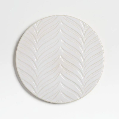 Fern White Ceramic Trivet