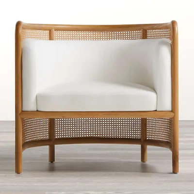Fields Cane Back White Accent Chair