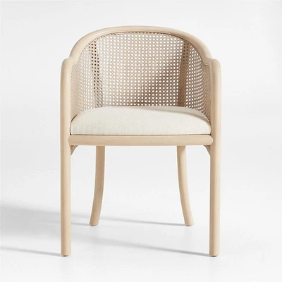 Fields Whitewash Wood and Cane Dining Arm Chair by Leanne Ford