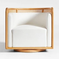 Fields Cane Back Natural White Swivel Accent Chair by Leanne Ford