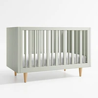 Finn Sage Green Wood Convertible Baby Crib with Toddler Bed Rail