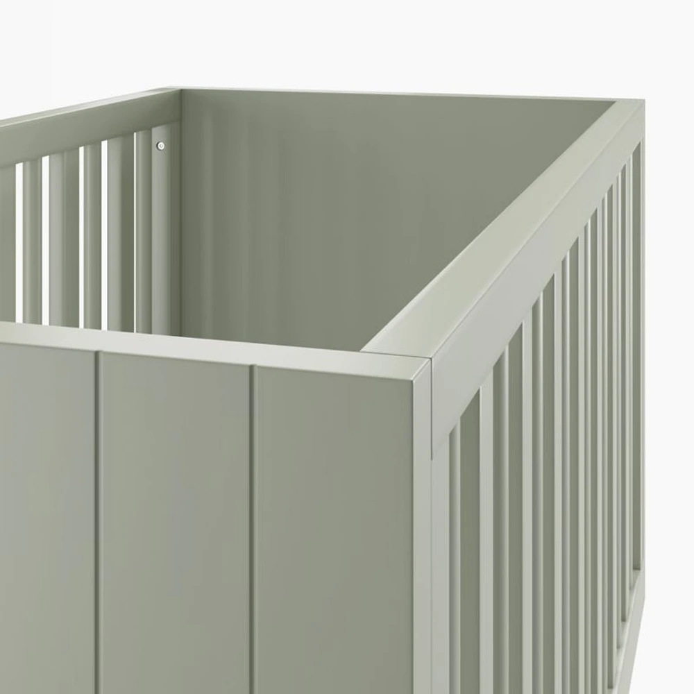 Finn Sage Green Wood Convertible Baby Crib with Toddler Bed Rail