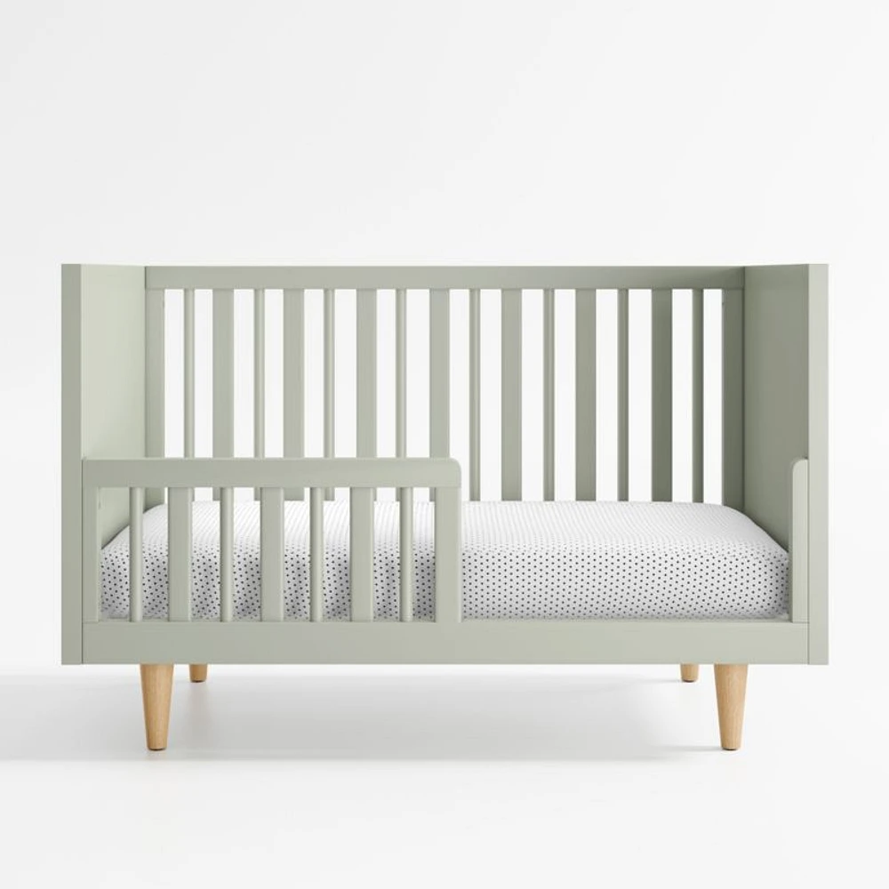 Finn Sage Green Wood Convertible Baby Crib with Toddler Bed Rail