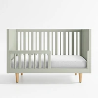 Finn Sage Green Wood Convertible Baby Crib with Toddler Bed Rail