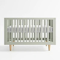 Finn Sage Green Wood Convertible Baby Crib with Toddler Bed Rail