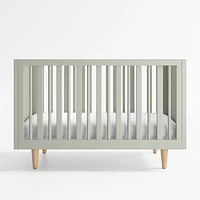 Finn Sage Green Wood Convertible Baby Crib with Toddler Bed Rail