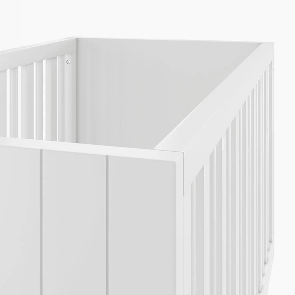 Finn White Wood Convertible Baby Crib with Toddler Bed Rail