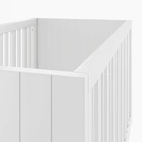 Finn White Wood Convertible Baby Crib with Toddler Bed Rail