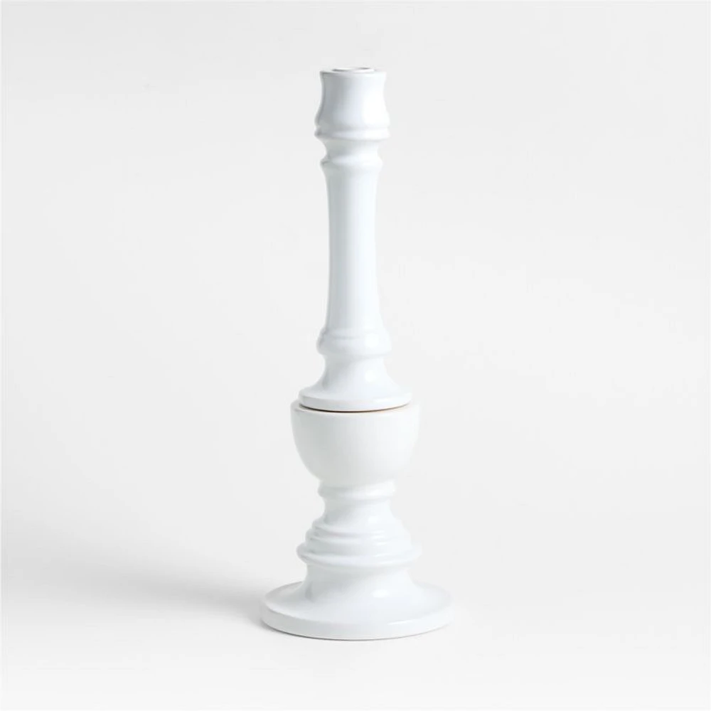 Firenze 16" White Ceramic Taper Candle Holder