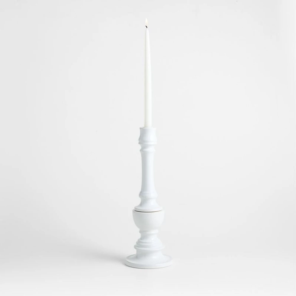 Firenze 16" White Ceramic Taper Candle Holder