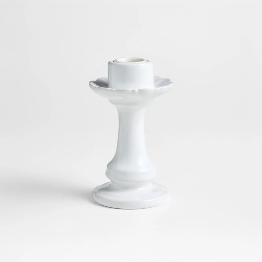 Firenze 5" White Ceramic Taper Candle Holder