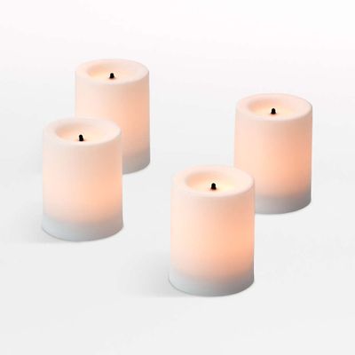 Flameless White Votive Candles with Timer, Set of 4