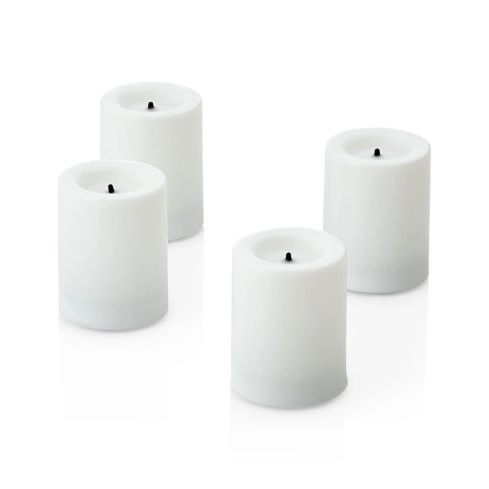 Flameless White Votive Candles with Timer, Set of 4
