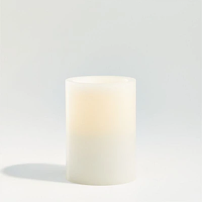 Warm White Flameless 3"x4" Wax Pillar Candle