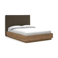 Flange Queen Headboard with Batten Plinth-Base Bed Bark