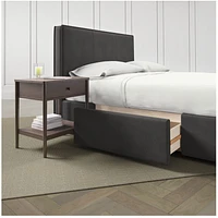 Flange Queen Upholstered Headboard with Storage Base Bark