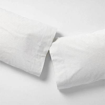 Cozysoft Organic Flannel Grey Stripe Standard Pillowcases, Set of 2