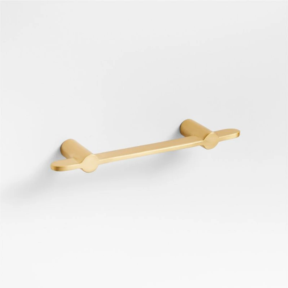 Flat 3" Brushed Brass Cabinet Drawer Bar Pull