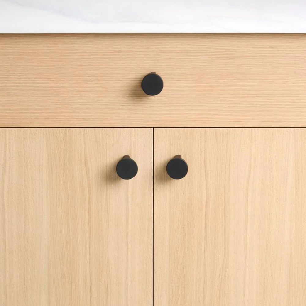 Flat Round Matte Black Cabinet Knob