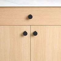 Flat Round Matte Black Cabinet Knob
