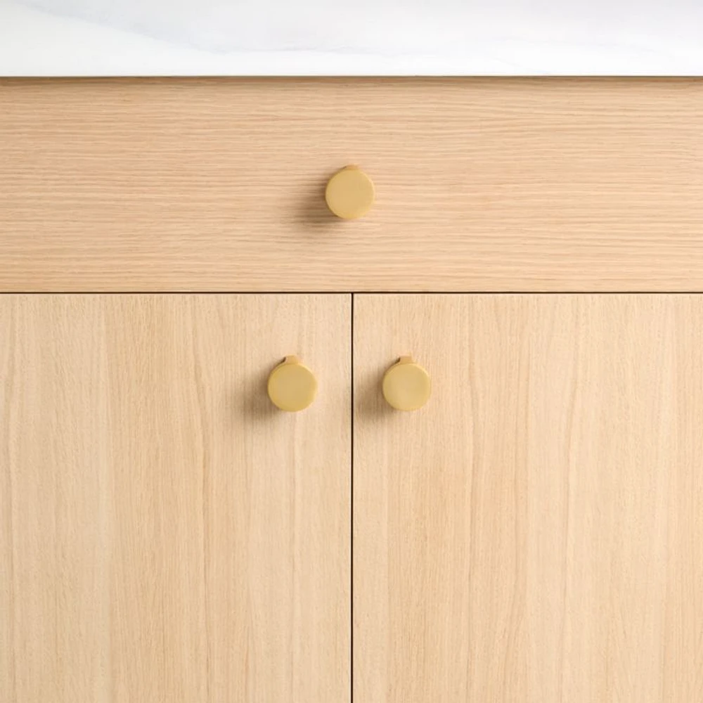 Flat Round Brushed Brass Cabinet Knob